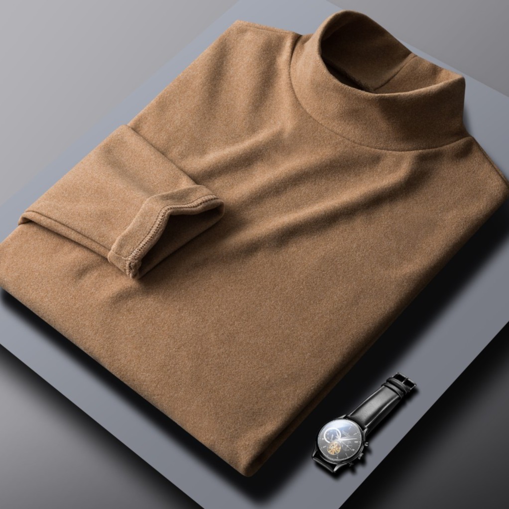 秋冬季上衣半高领双面绒男女款修身内搭加厚保暖打底衫男长袖t恤