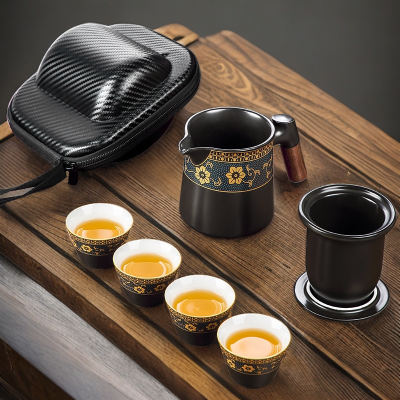 便携陶瓷快客杯旅行好物茶具旅行茶具车载便携收纳快客一壶四杯