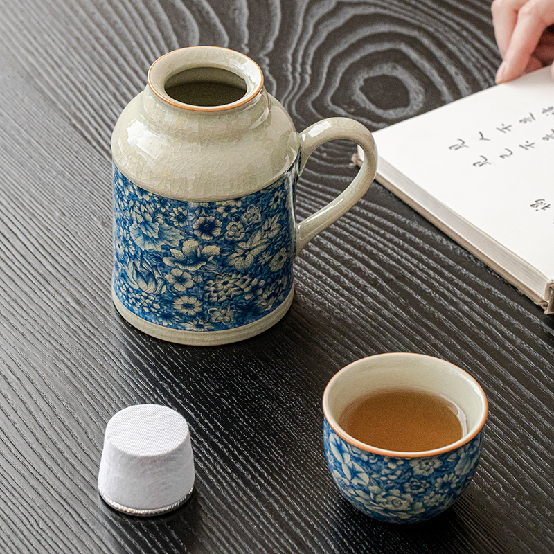 煌山汝窑一人饮凉水壶带盖家用凉白开水壶陶瓷大容量水壶焖泡茶壶