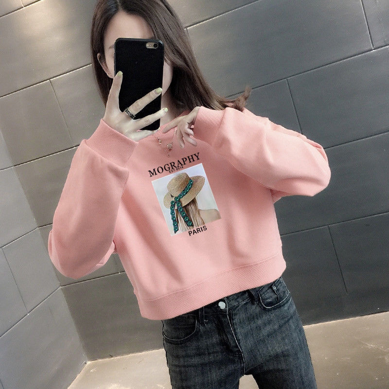 短款圆领卫衣女装小个子长袖新款韩版宽松显瘦百搭上衣外套女潮