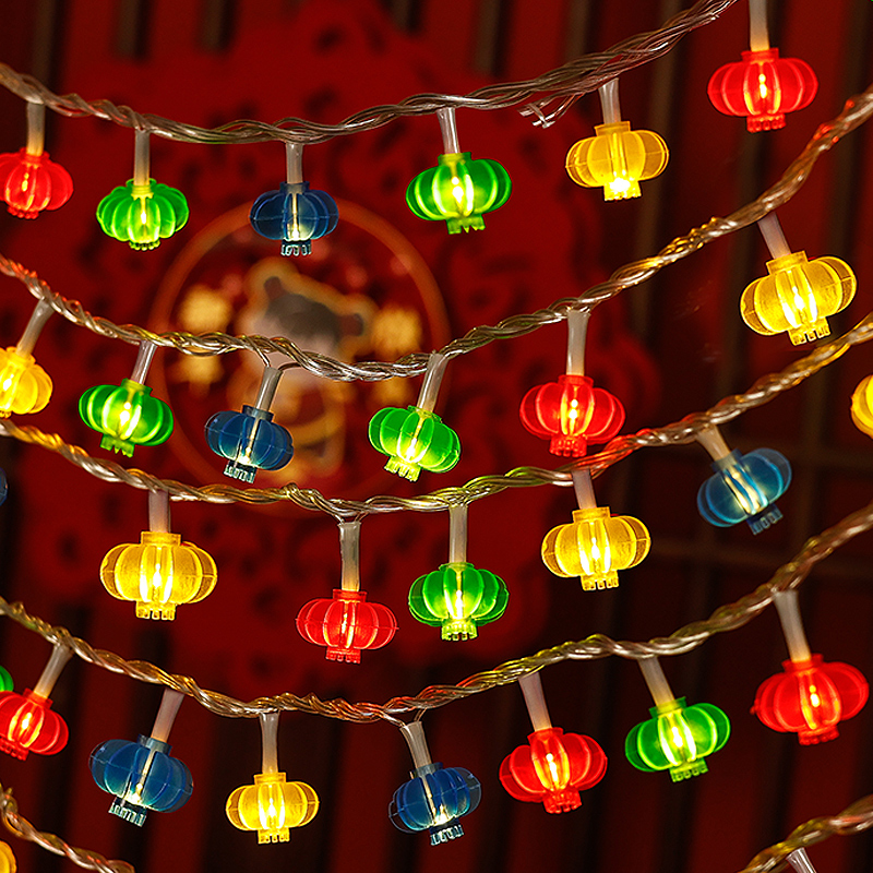 新款led小彩灯闪灯串灯红灯笼中国结装饰灯新年春节过年喜庆挂灯