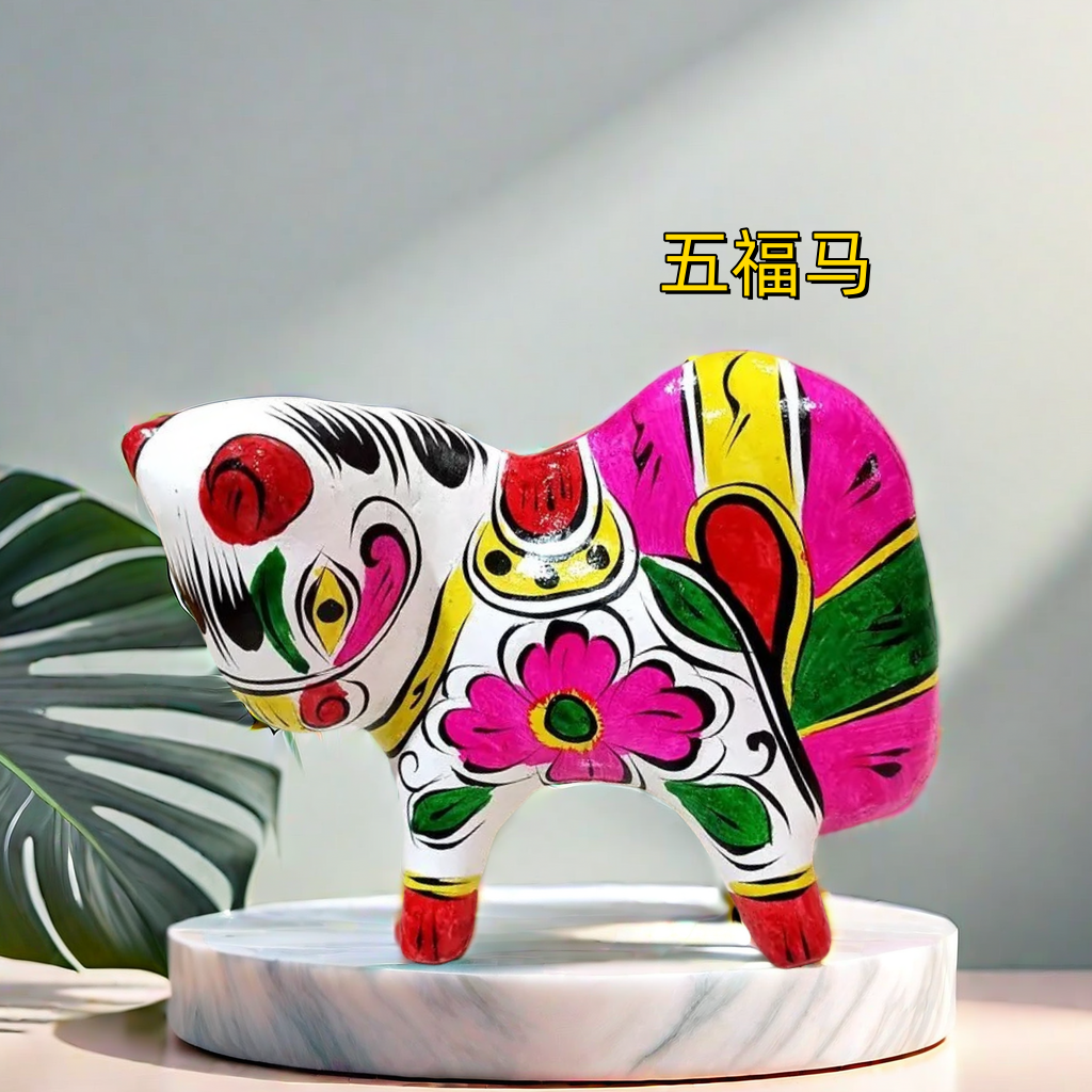 【正品】彩绘十二生肖泥塑纯手工非遗客厅卧室书房摆件