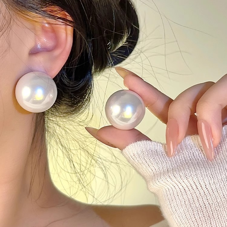 oushipei/欧诗佩 铜合金仿珍珠耳饰 气质大颗珍珠耳钉法式耳环