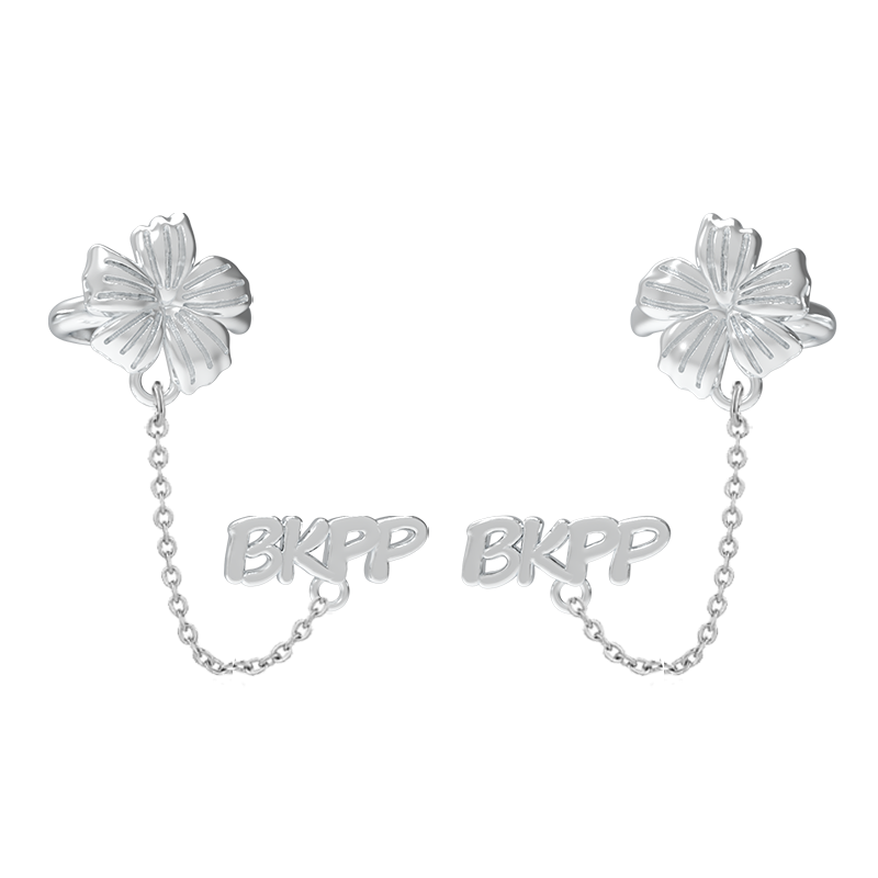 铜合金耳饰 慕Ter原创设计 bkpp扶桑花链条耳钉耳夹