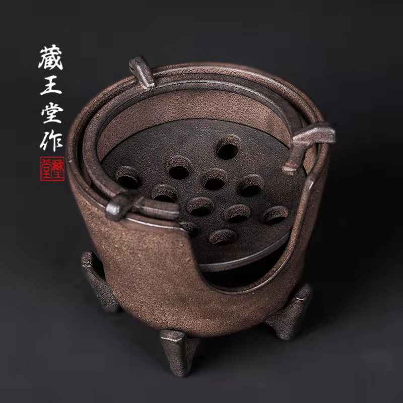 雨宫宗日式原装进口茶壶蜂窝小碳炉家用纯手工做旧复古铁壶煮茶炉