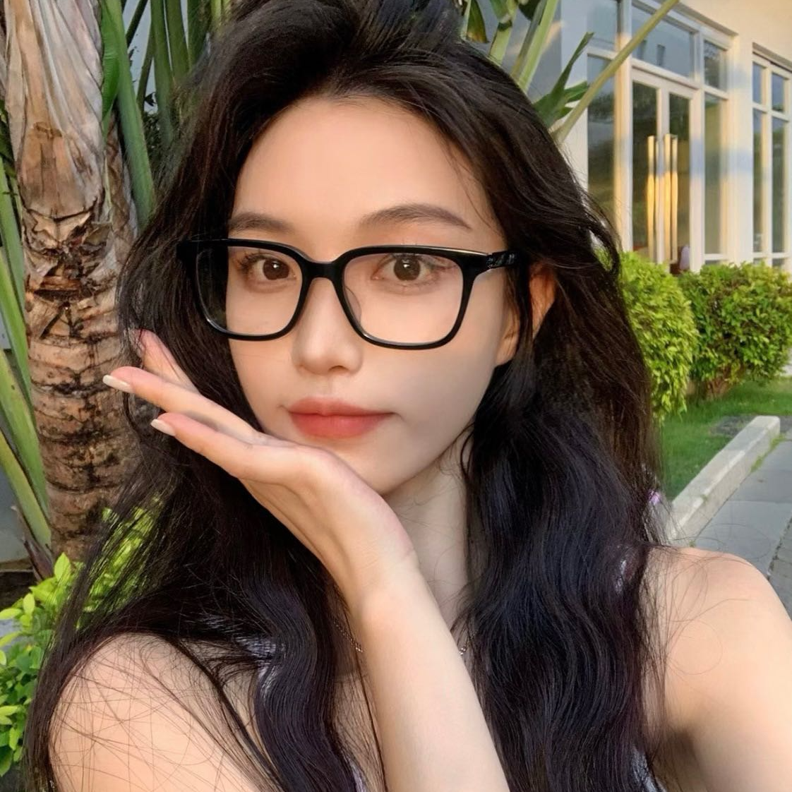 网红百搭方框素颜防蓝光平光镜 杨树林同款板材胶囊可配近视镜架