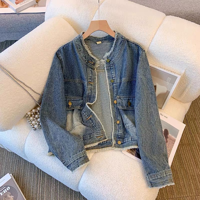 复古外套女春秋2024新款韩版宽松百搭小个子女款短款夹克上衣