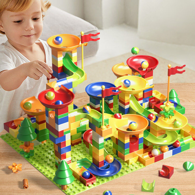 解压彩色玩具花园搭建大颗粒滑道拼搭益智儿童百变拼接玩具积木