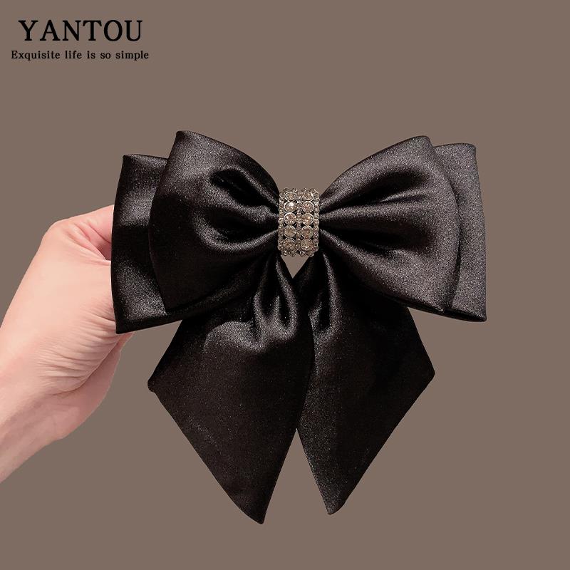 玫瑰的故事刘亦菲同款大蝴蝶结头饰发夹女缎面顶夹水钻弹簧夹发饰