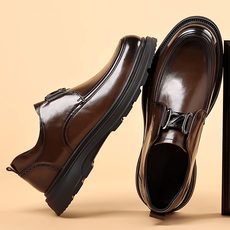 秋新款真皮牛皮休闲正装皮鞋透气商务男士英伦真皮一脚蹬男鞋软底