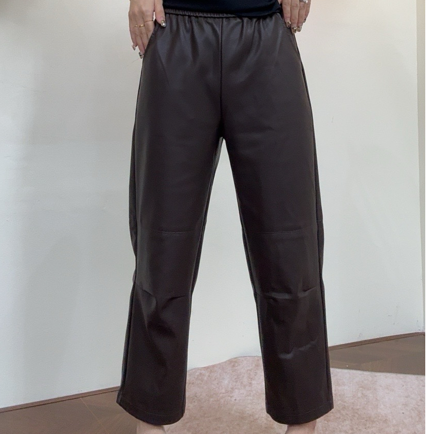 museguhui/木色古汇5212#直筒户外休闲女士气质高级感小众皮裤