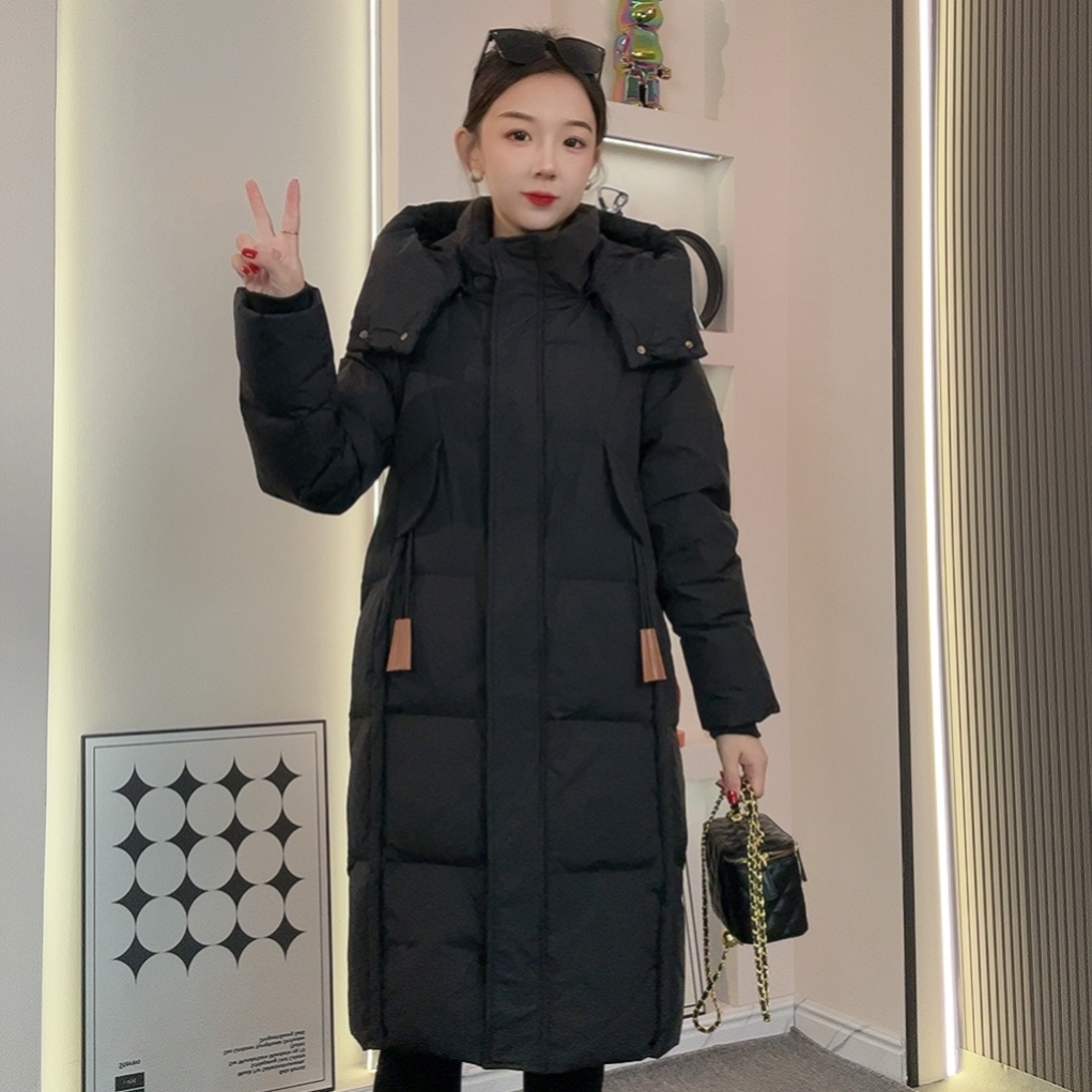 [反季福利大促销]修身显瘦简约百搭加厚长款羽绒服外套中长款女