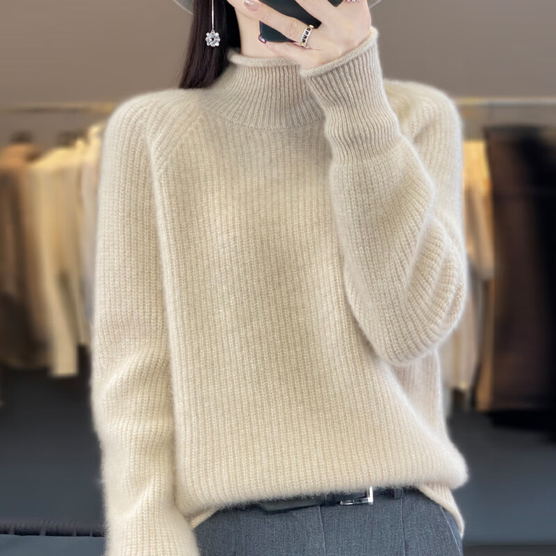 针织衫女士半高领加厚百搭套头毛衣秋冬新款宽松长袖打底衫