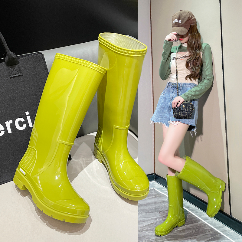 时尚2025新款女士高筒雨鞋网红长筒赶海胶鞋防滑防水雨靴外穿水鞋