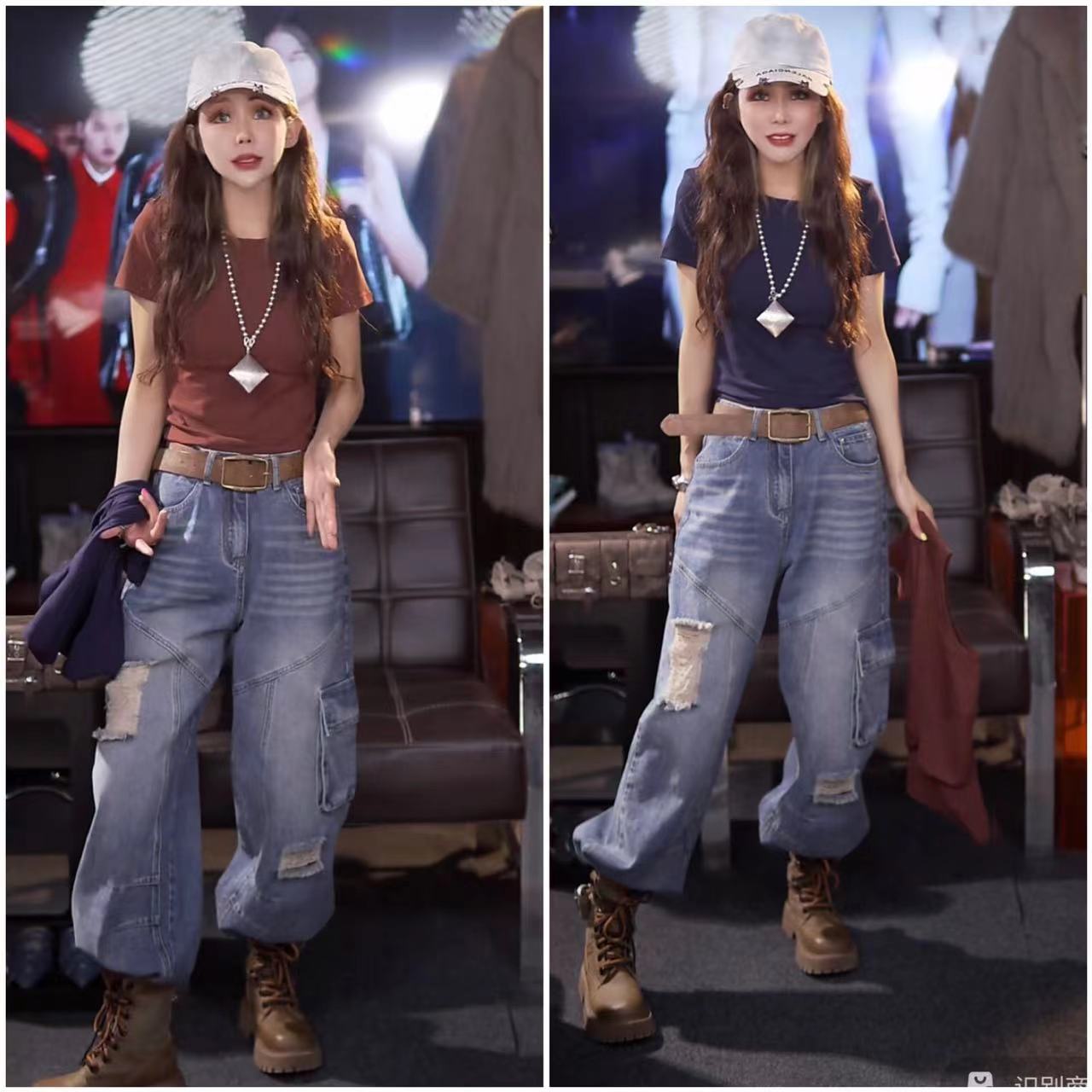 2024早秋打底单穿小众黑色正肩短袖T恤女紧身辣妹复古颜色上衣