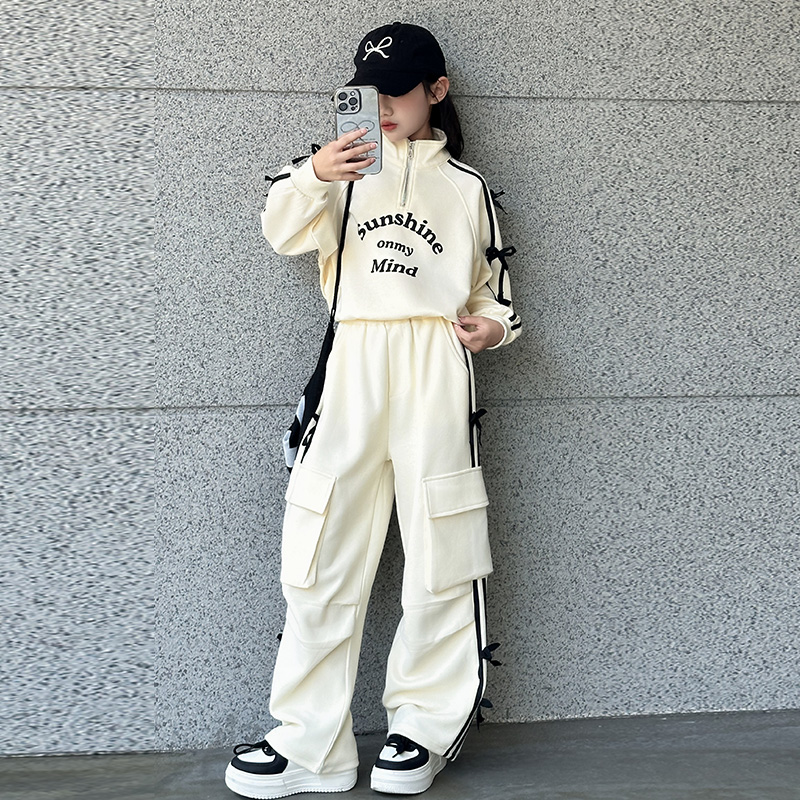女童春装2025新款套装儿童洋气网红春秋12大童女装15岁运动两件套