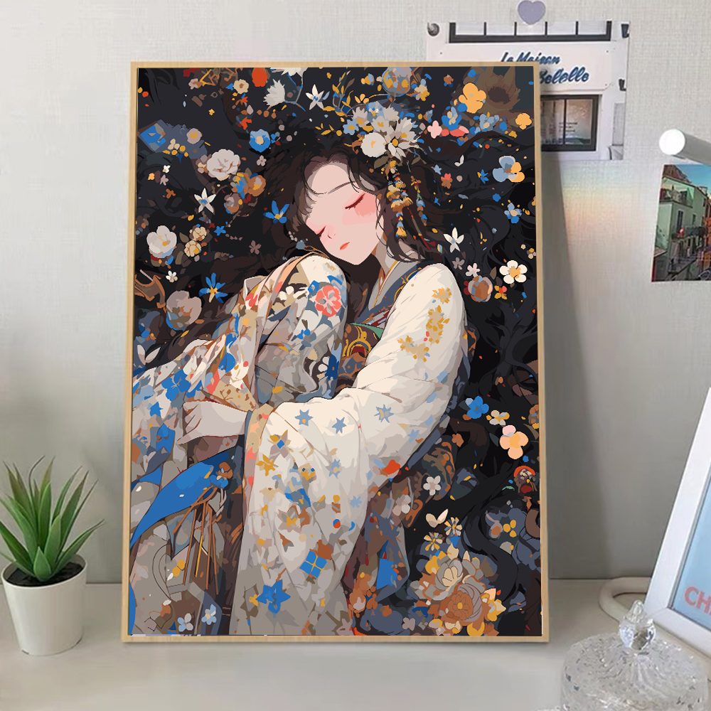 【花间梦】八代背板 高还原多色 DIY数字油画丙烯手工装饰画