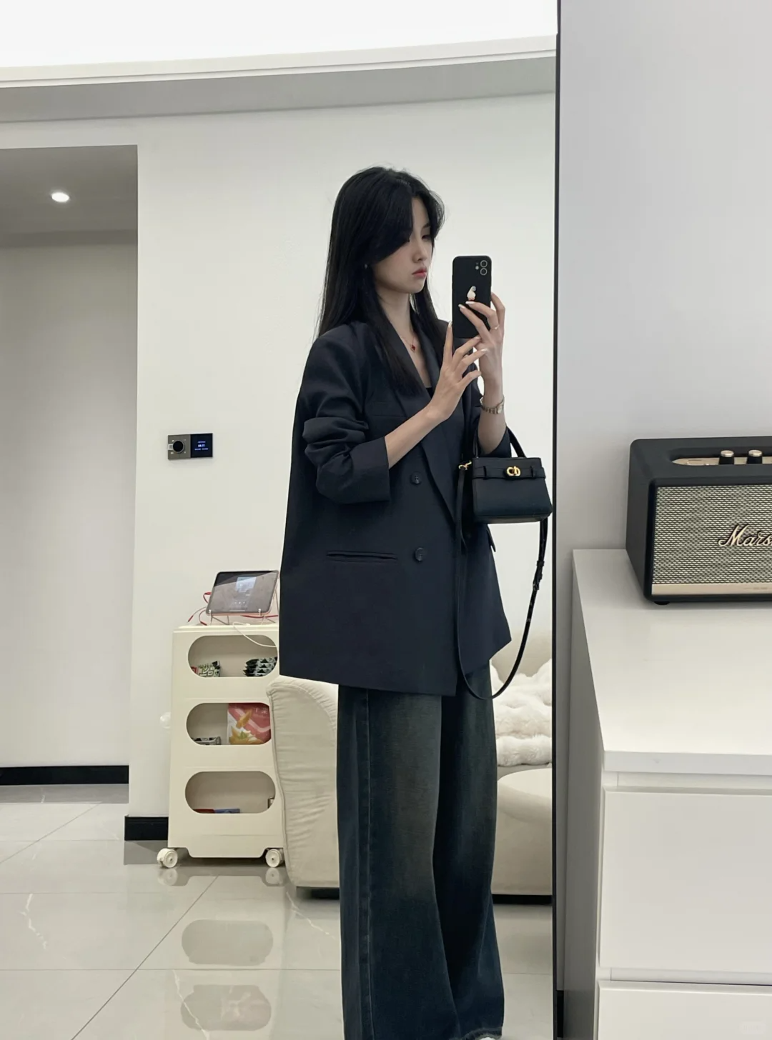 2025春季一整套女高级感时尚百搭西装外套女洋气减龄牛仔裤两件套