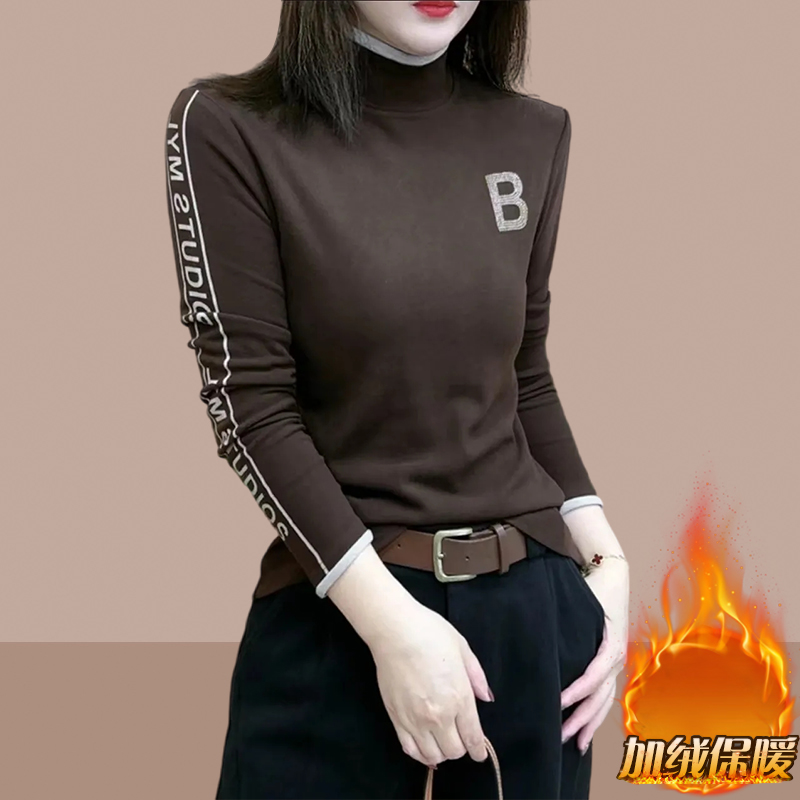 秋冬季高领长袖t恤女2026新款爆款加绒加厚打底衫女中领打底衫女