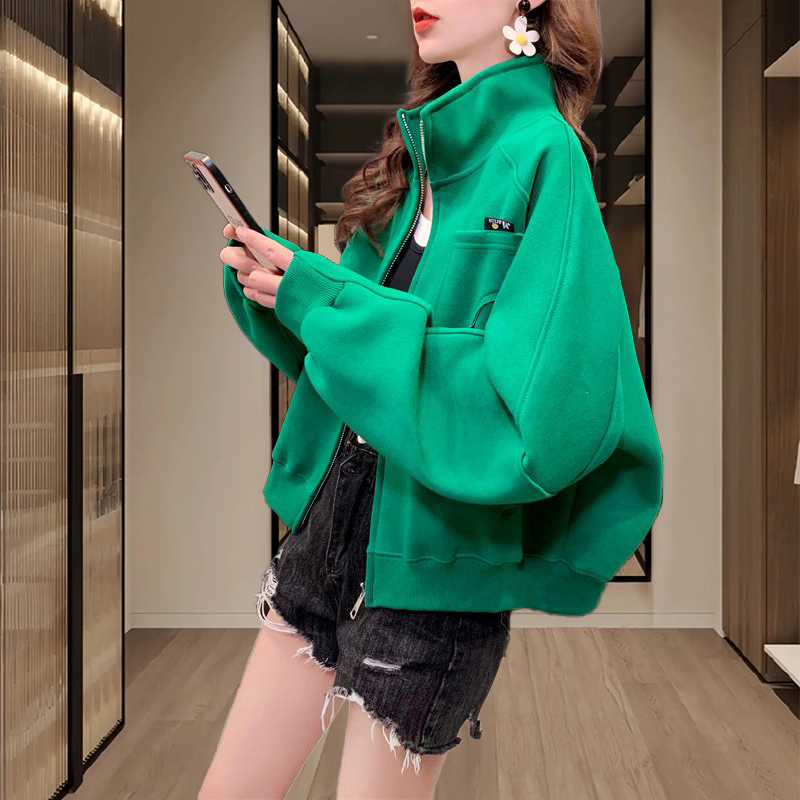 2025年春秋季新款爆款立领卫衣女短外套设计感上衣棒球服夹克开衫