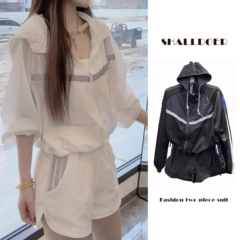 盐系穿搭高级感防晒衣套装女夏季2026新款炸街运动外套短裤两件套