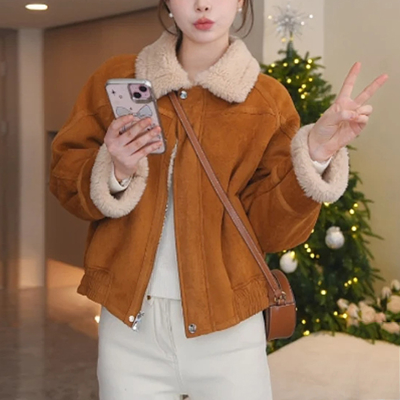 24年秋冬季新款韩版高级感加绒加厚保暖外套女洋气休闲百搭上衣