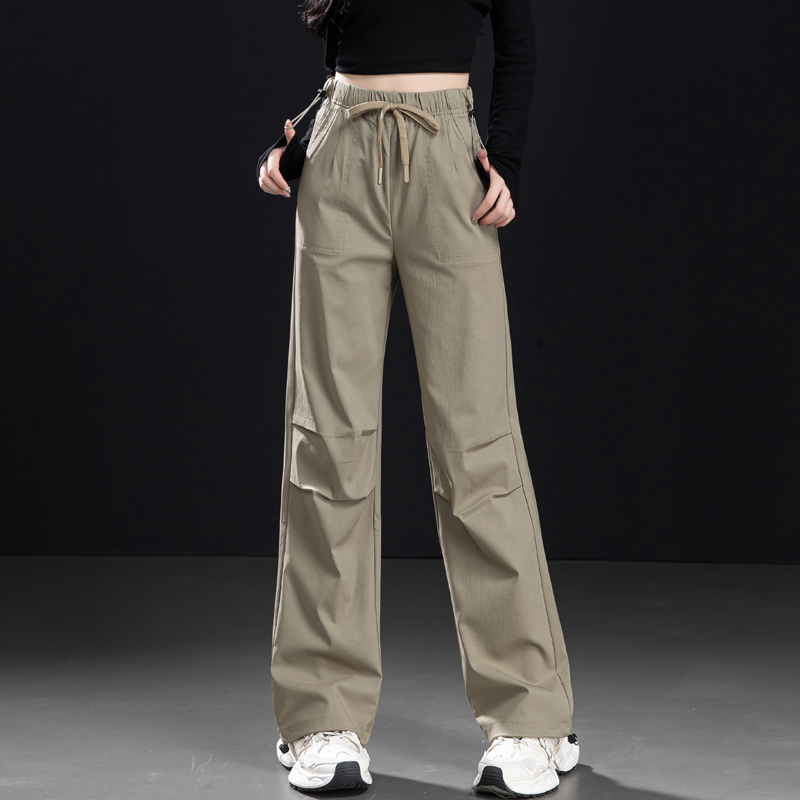 窄版阔腿裤女2025新款秋季美式复古工装裤女小个子宽松卫裤休闲裤
