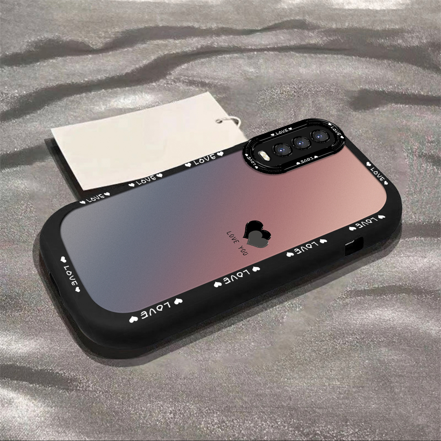 适用于【VIVO】Y70S【5G】/Y70T渐变黑色爱心简约创意硅胶泡芙壳