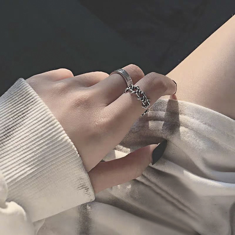 铜合金戒指 小众ins学生罗马数字六芒星食指戒时尚活动指环套戒男