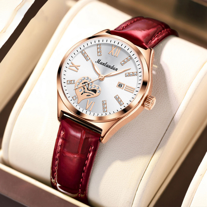 白色款简约日历款心动女神女士手表 2885  H