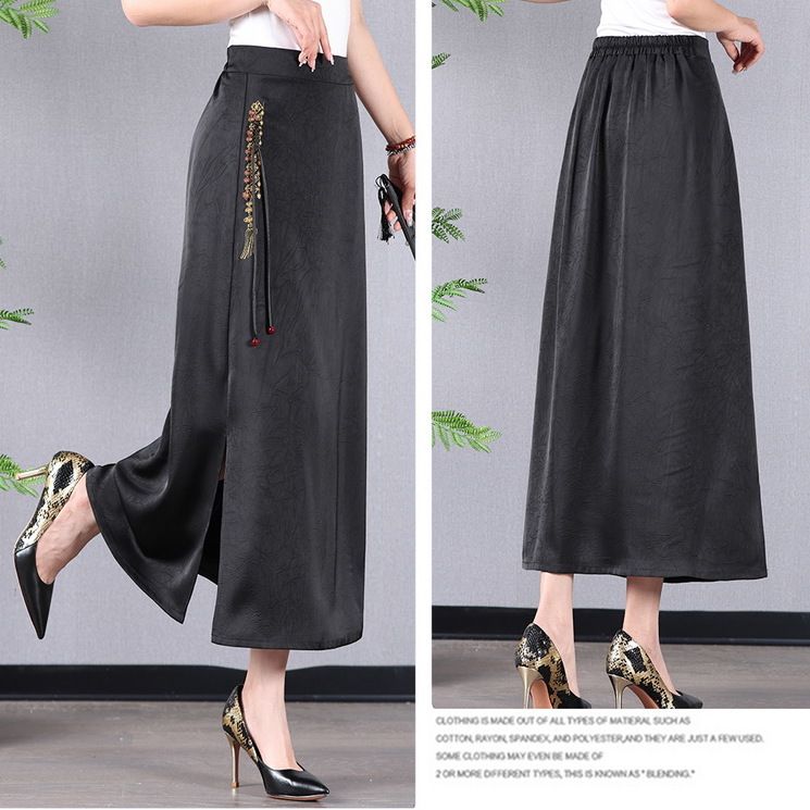 复古半身裙国风刺绣提花中式直筒盘扣休闲百搭马面裙晚宴场合女装