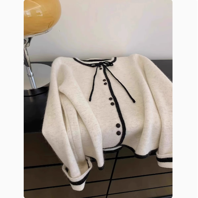 超好看过年红色小香风蝴蝶结毛衣女秋冬2025外套别致绝美针织开衫