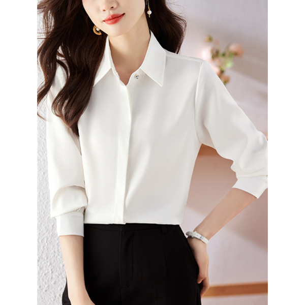 春季高端丝滑缎面衬衣长袖开衫简约宽松休闲百搭通勤质感轻奢上衣