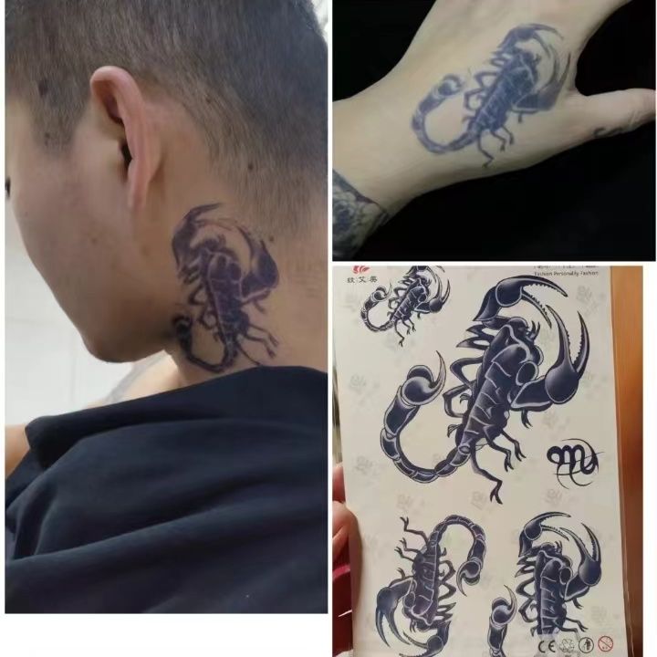 虎口蝎子 草本果汁纹身贴帅气逼真防水不反光半永久持久纹身贴