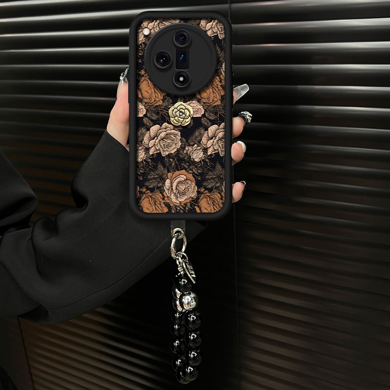 适用【oppofindx7】复古花卉ins风皮质创意全包网红全包手机壳女款