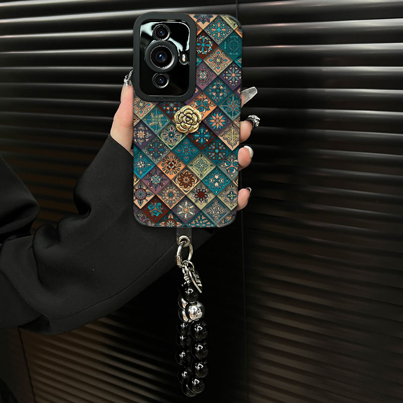 适用【华为nova12活力版】五彩图腾ins风秋冬皮质创意全包手机壳女