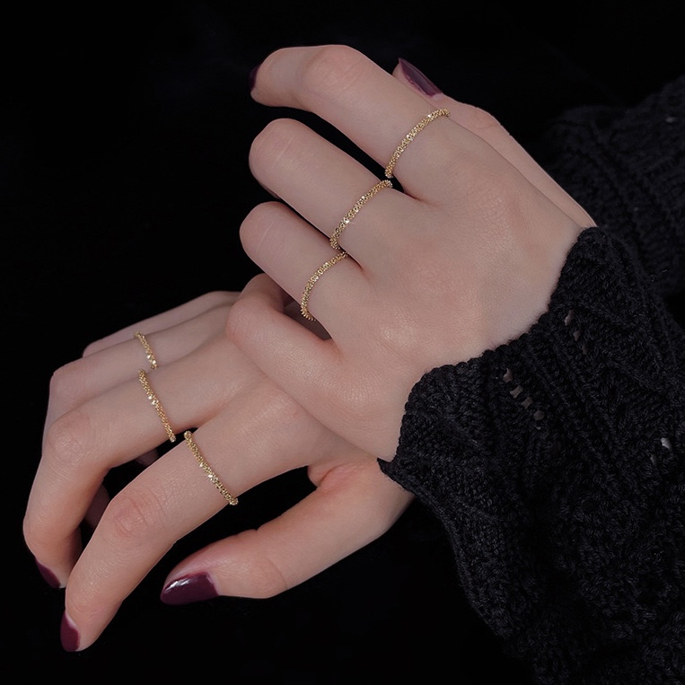 钛钢戒指 简约软链食指戒波光粼粼满天星百搭气质戒指Y001