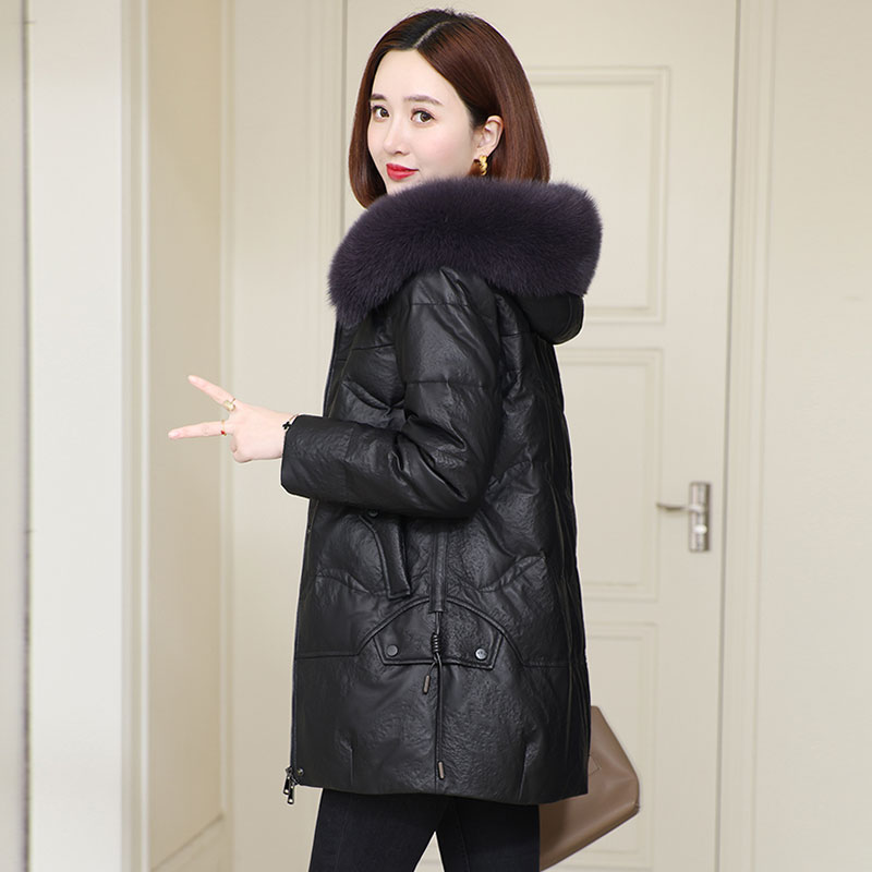 中长款皮衣外套女加绒时尚妈妈冬季爆款2023新款海宁狐狸毛领皮袄