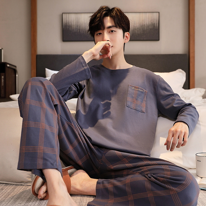 男士睡衣加肥加大码春秋5XL特大260斤胖子宽松240斤长袖纯棉300斤