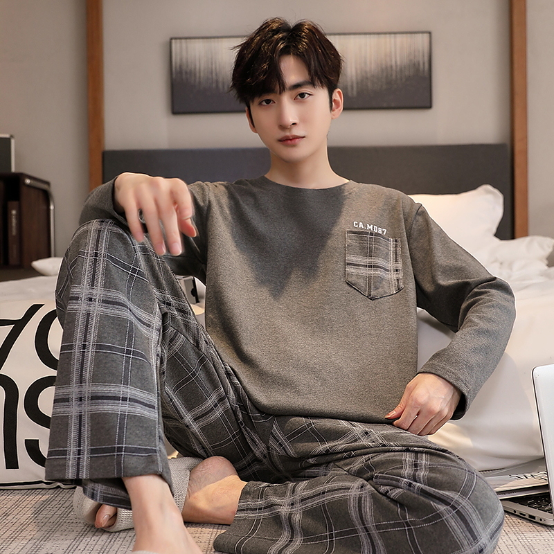 春秋睡衣男加肥加大码纯棉长袖套装休闲家居服胖子200斤250斤6XL