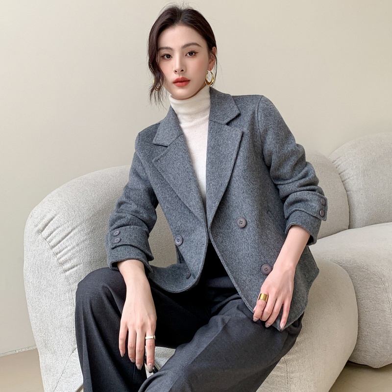 25 新款双面绵羊毛大衣女大方高级感秋冬百搭气质短款外套