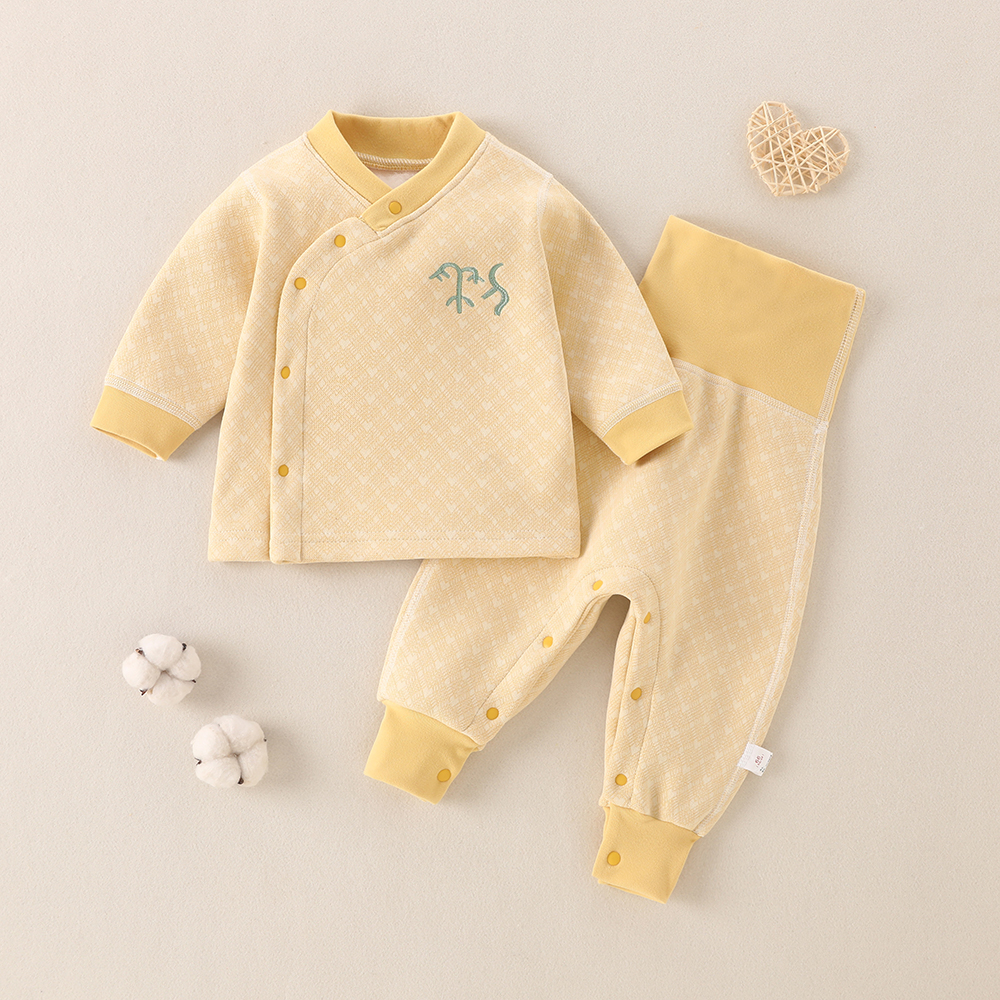 婴儿加绒套装秋冬保暖夹棉秋衣打底衣服加厚高腰睡衣宝宝内衣套装