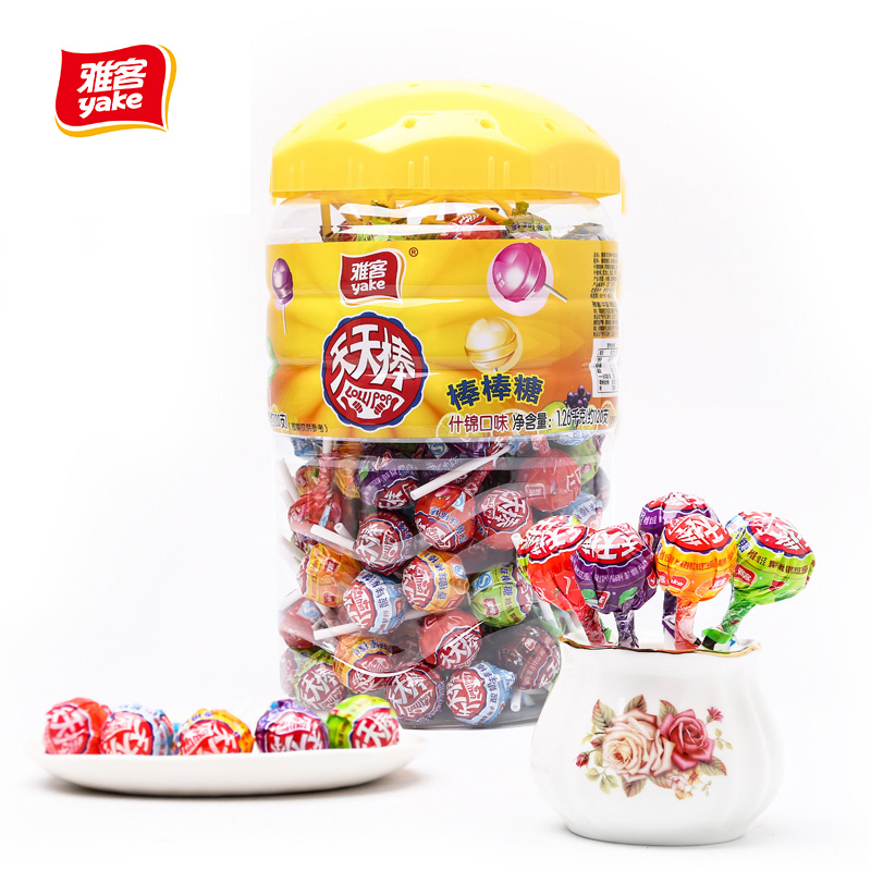 yake/雅客新鲜浓缩什锦果味网红棒棒糖高颜值1260g约120支 DR01