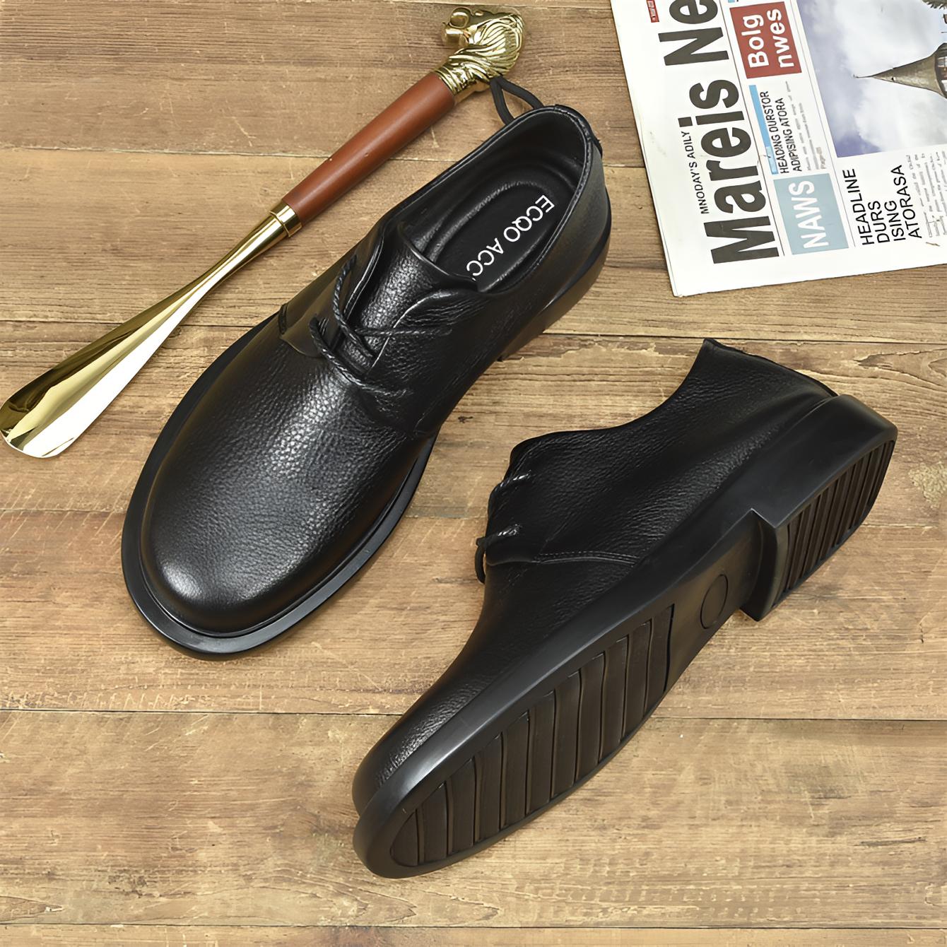 ECQO ACC头层牛皮休闲男皮鞋百搭透气皮鞋男秋冬真皮英伦休闲皮鞋