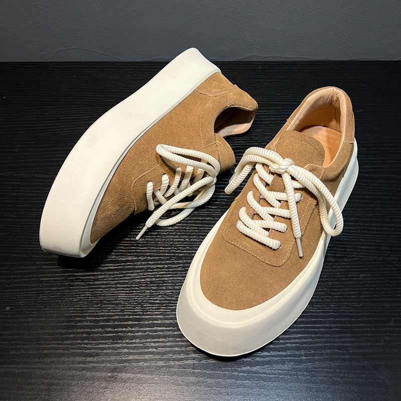 街拍设计款复古低帮厚底增高男板鞋2025新品日系休闲板鞋系带小众