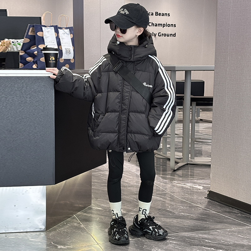 女童羽绒服冬季2025新款洋气女孩大童冬装外套儿童装加厚白鸭绒潮