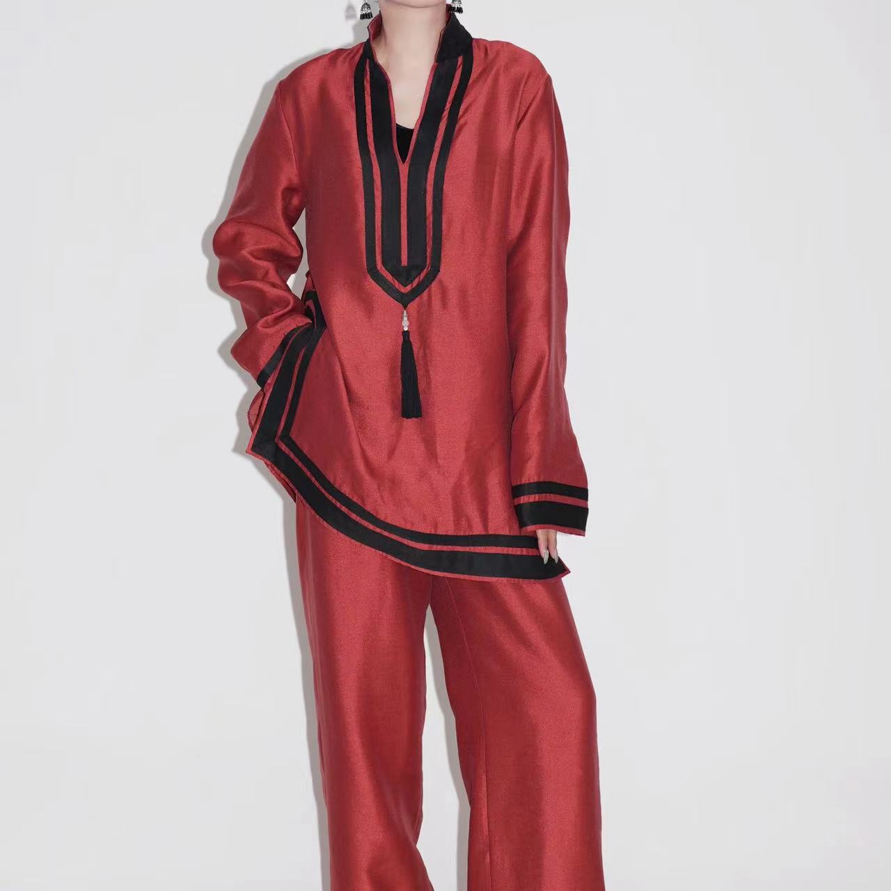 爱妃原创【念奴娇】时尚休闲红色百搭女士套装86491 86509