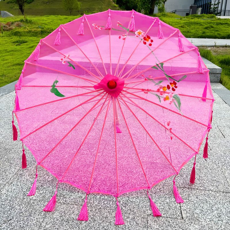 舞蹈伞透明绢纱流苏伞傣族舞演出道具走秀伞工艺伞广场跳舞伞装饰