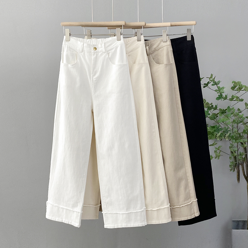 3直筒裤女宽松大码窄版阔腿裤春新款显瘦百搭高腰显瘦长裤休闲裤