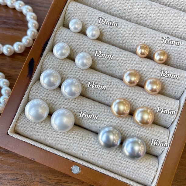 925银仿珍珠耳饰 法式高级感气质百搭耳饰扁圆馒头珠珠耳钉女